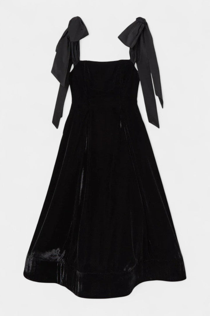 Ajla | Strapless Velvet Bow Midi Dress