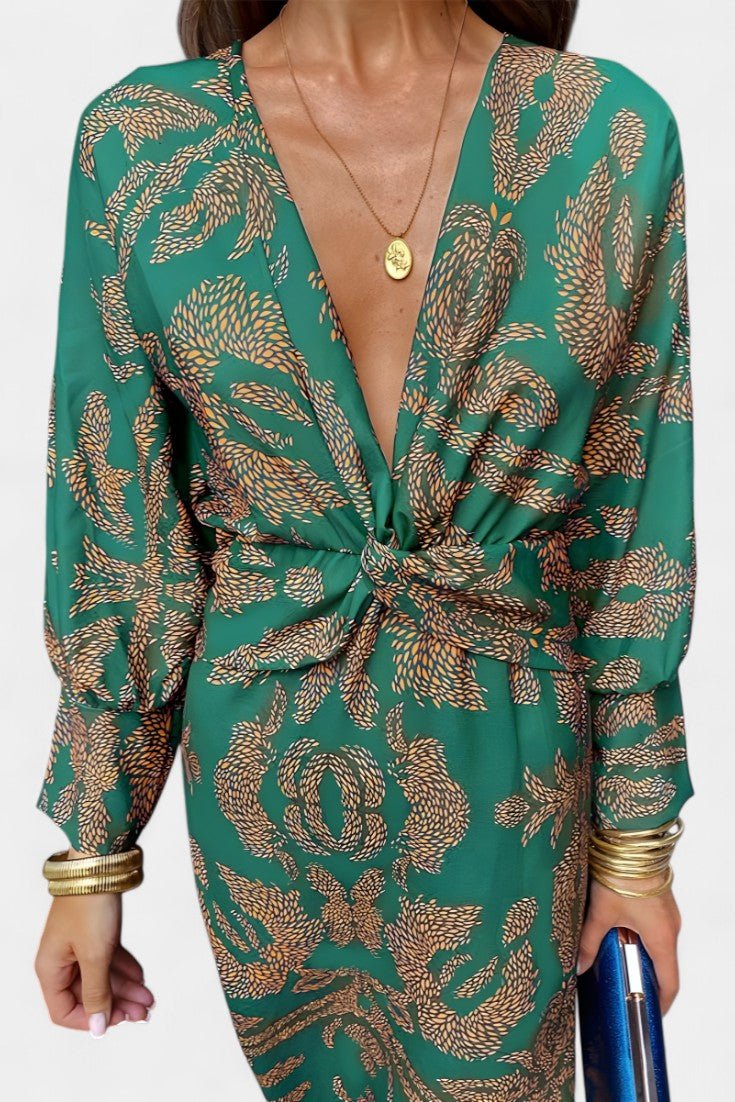 Elara | Knotted V-Neck Soft Dress