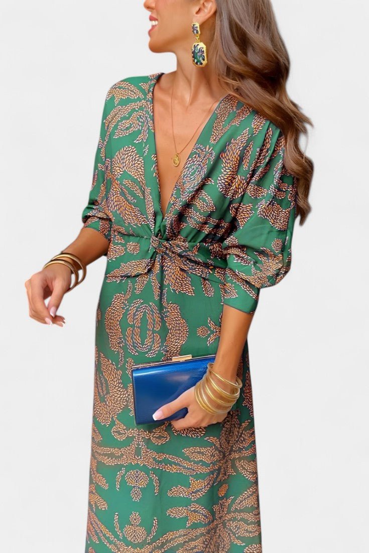 Elara | Knotted V-Neck Soft Dress