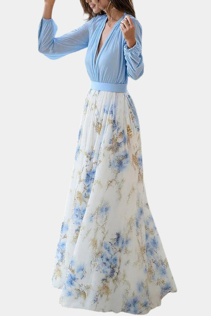 Eliane | Stunning Floral Print V-Neck Maxi Dress