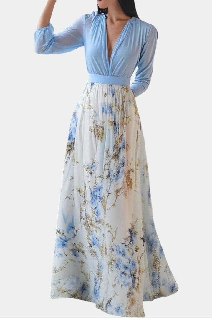 Eliane | Stunning Floral Print V-Neck Maxi Dress