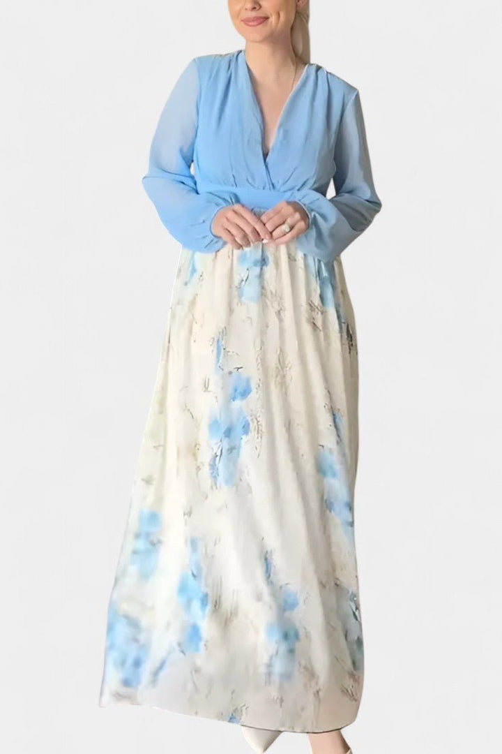 Eliane | Stunning Floral Print V-Neck Maxi Dress