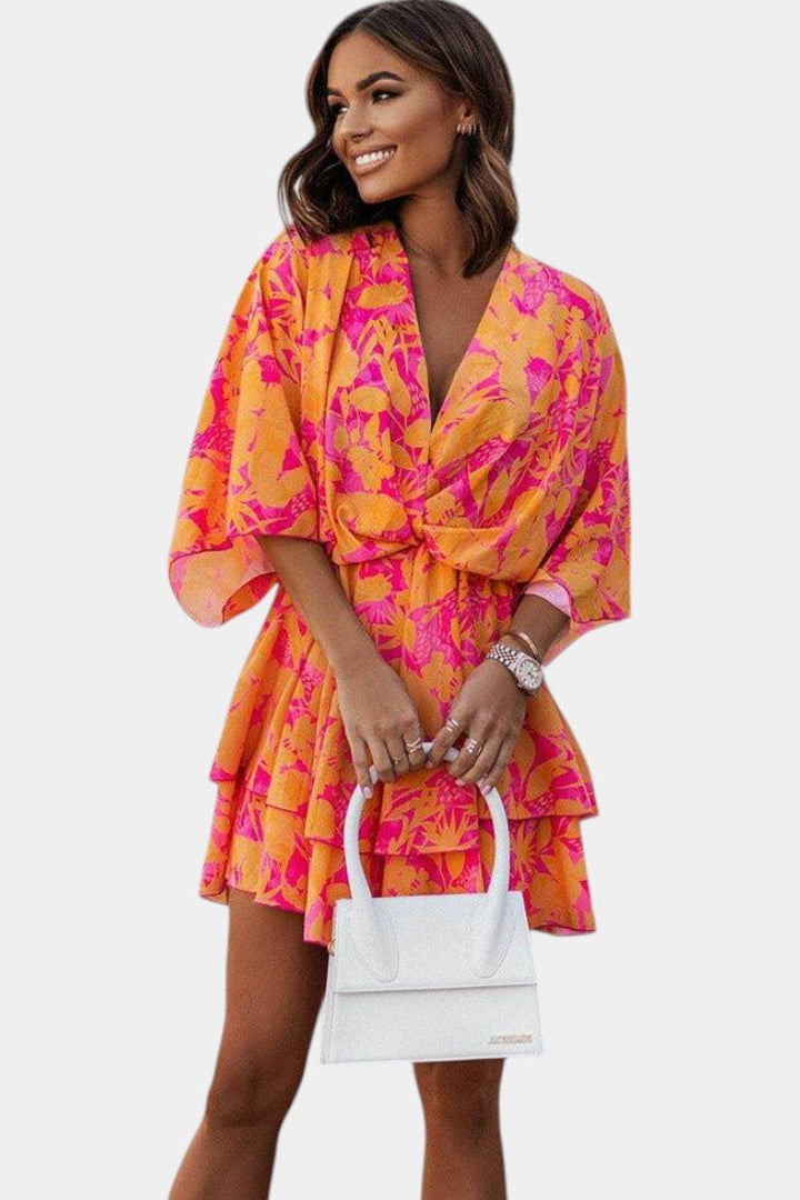 Eliza | Twist-Front Floral Wrap Mini Dress