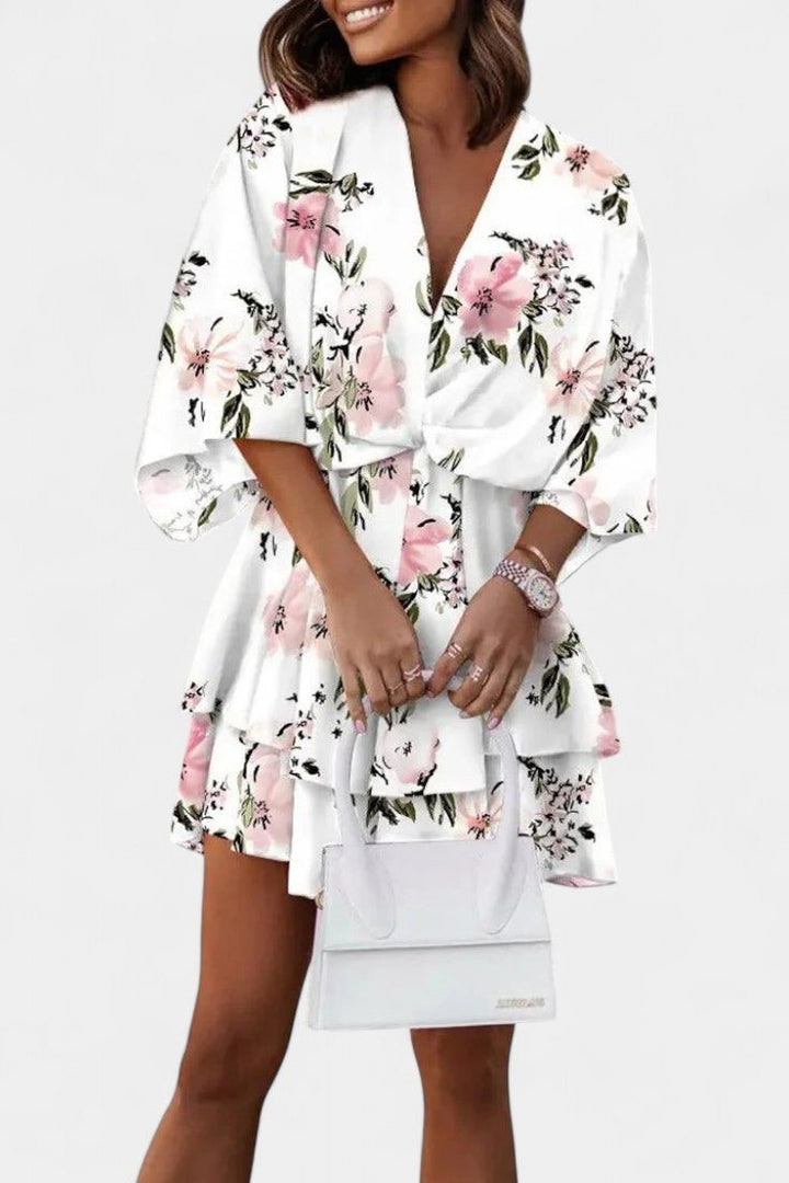 Eliza | Twist-Front Floral Wrap Mini Dress