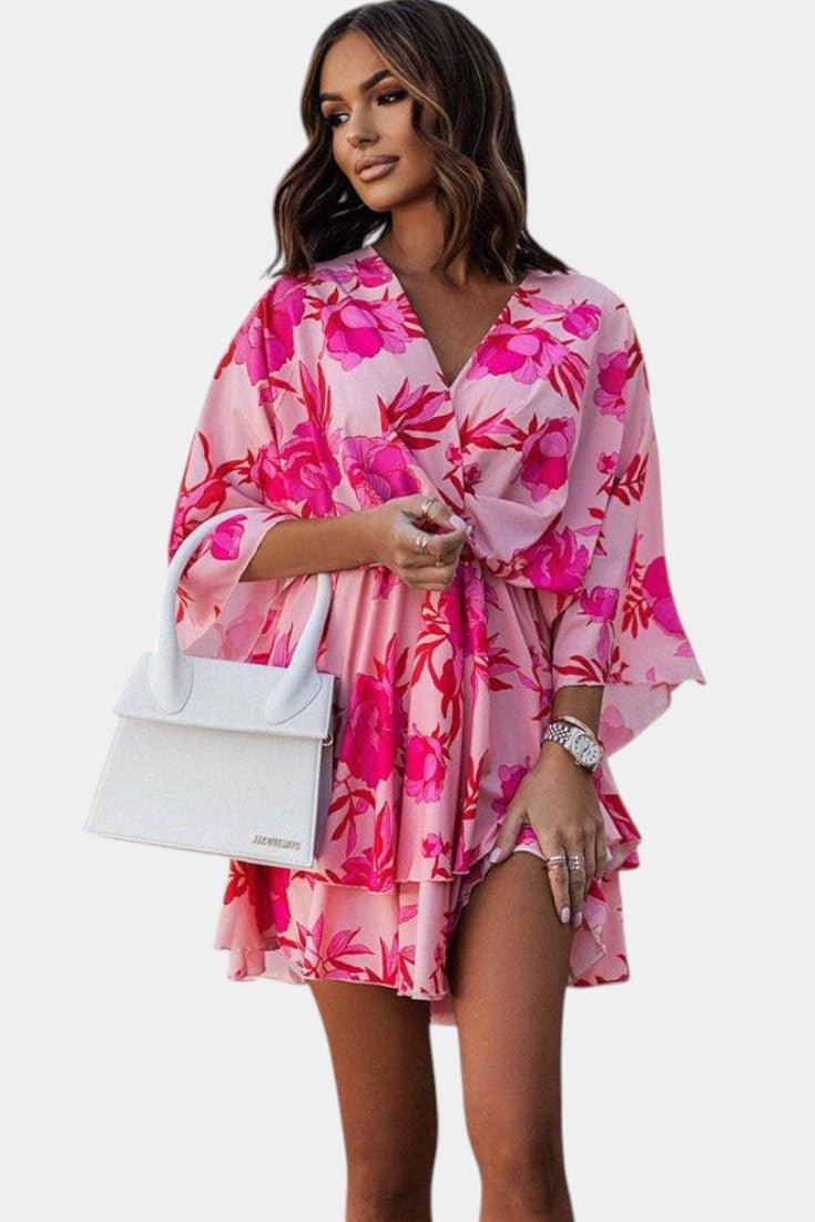 Eliza | Twist-Front Floral Wrap Mini Dress