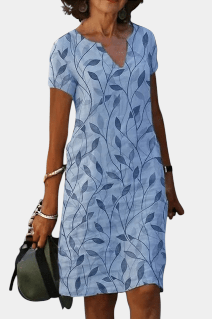 Elowen | Casual Print V-Neck Shift Dress
