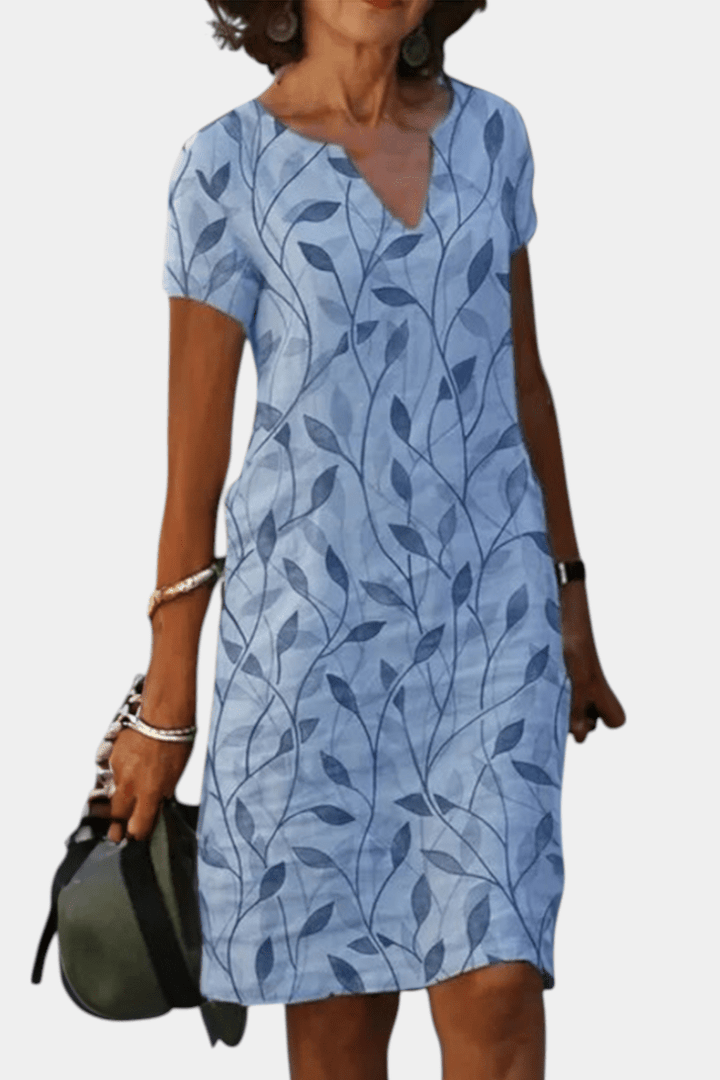 Elowen | Casual Print V-Neck Shift Dress