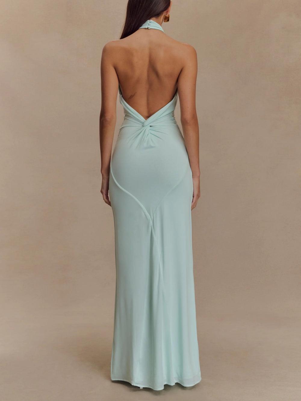 Elyna | Slinky Halter Maxi Dress