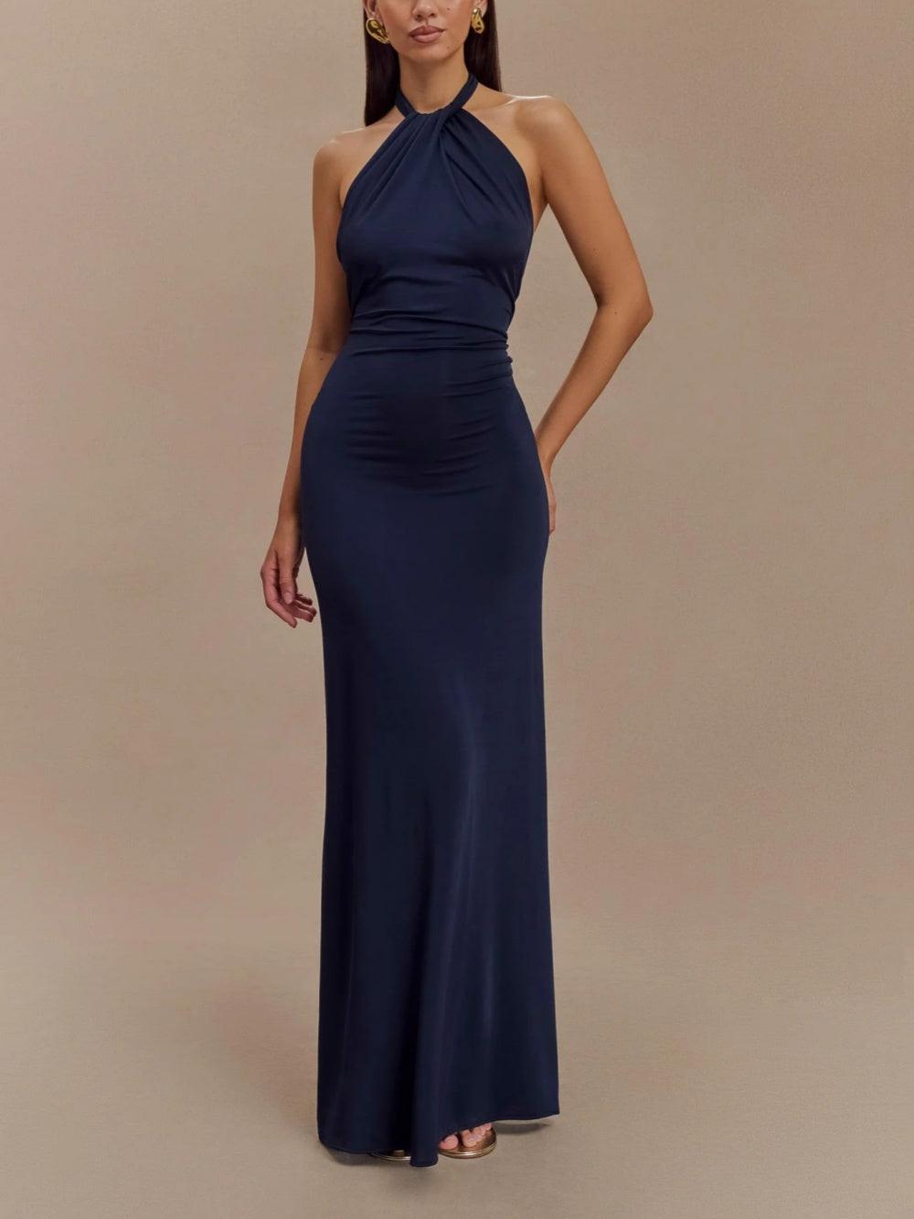 Elyna | Slinky Halter Maxi Dress