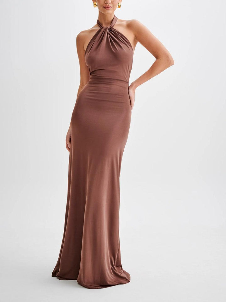 Elyna | Slinky Halter Maxi Dress