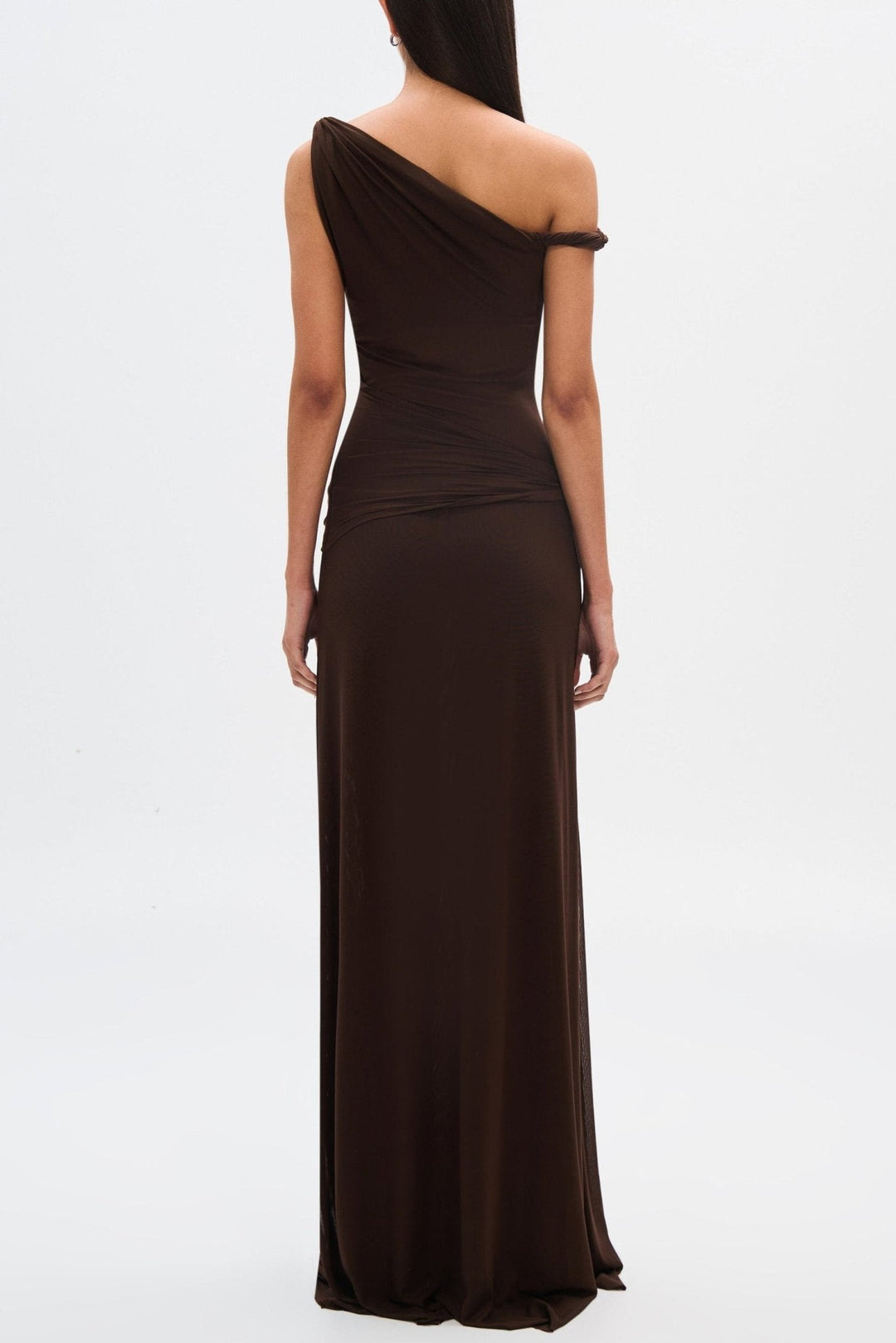 Eranda | Draped Mesh Off-Shoulder Maxi Dress