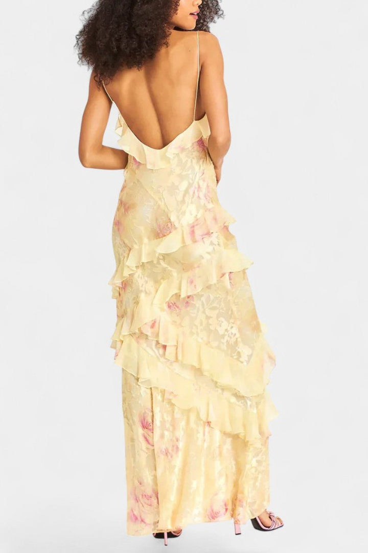 Fawn | Floral Ruffle Maxi Dress