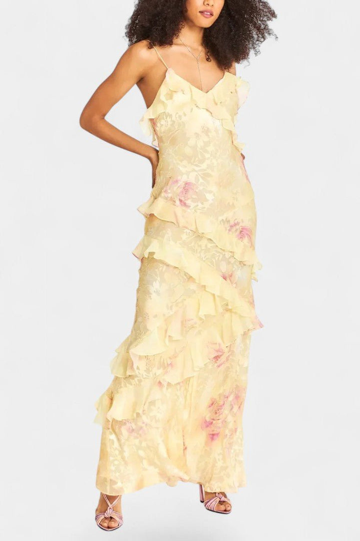 Fawn | Floral Ruffle Maxi Dress