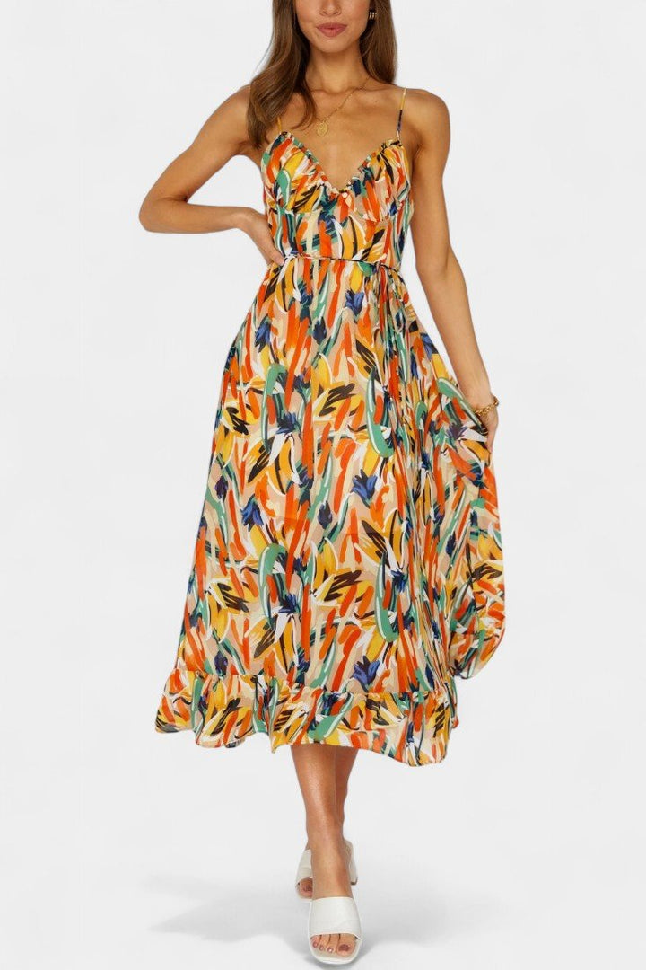 Fiona | Vibrant Print Midi Dress