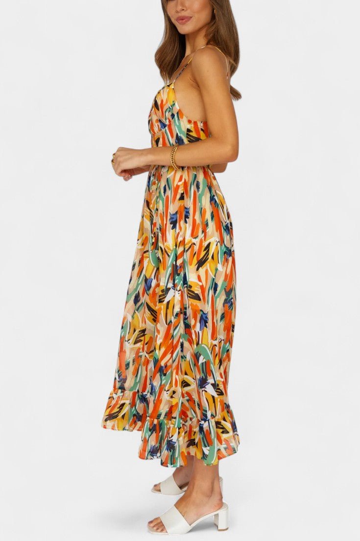 Fiona | Vibrant Print Midi Dress
