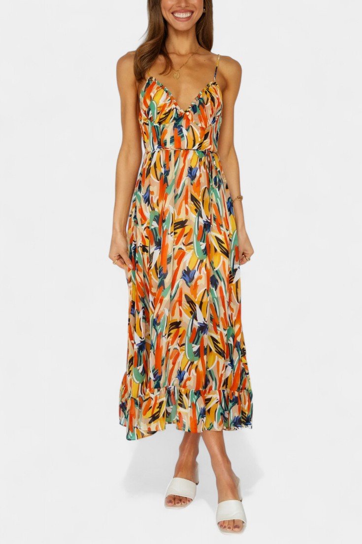 Fiona | Vibrant Print Midi Dress