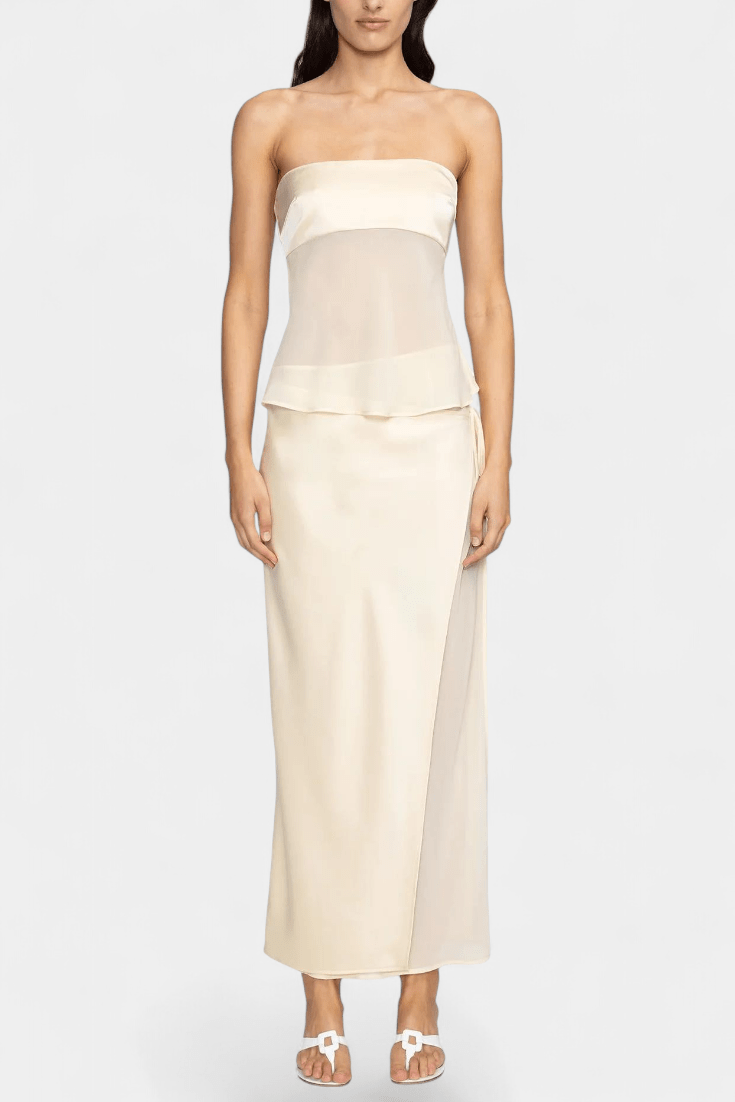 Fiona | Buttercream Strapless Midi Skirt Set