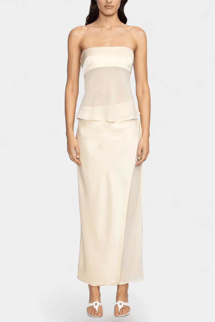 Fiona | Buttercream Strapless Midi Skirt Set