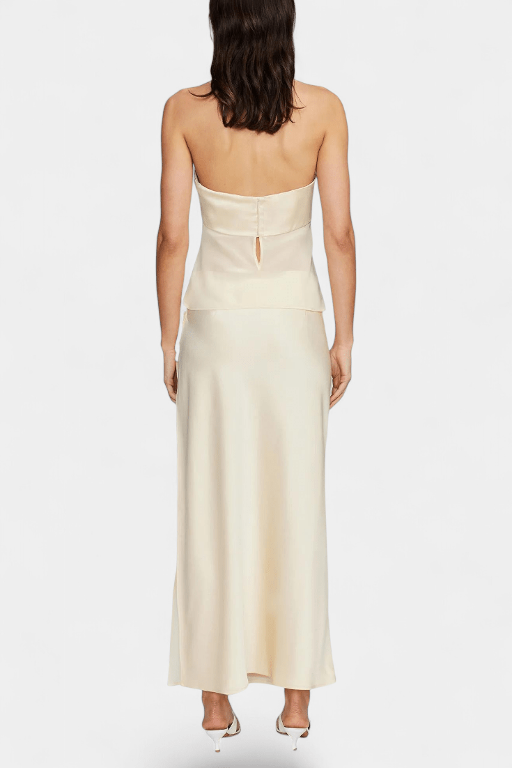 Fiona | Buttercream Strapless Midi Skirt Set