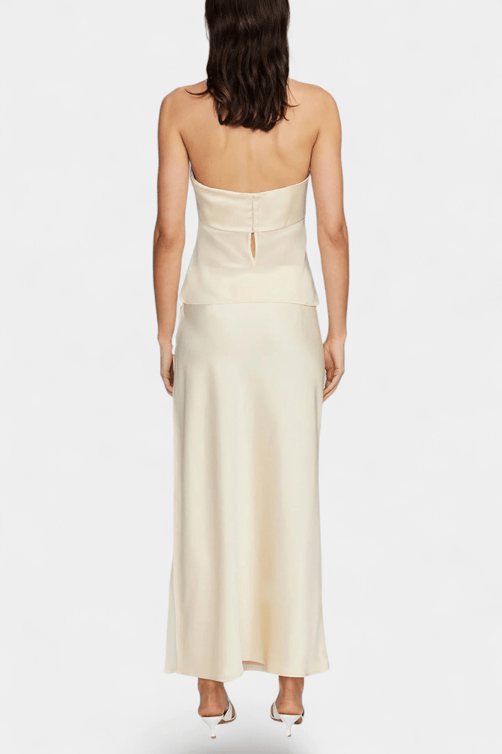 Fiona | Buttercream Strapless Midi Skirt Set