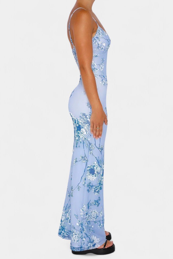 Iris | Floral Blue Lace Dress