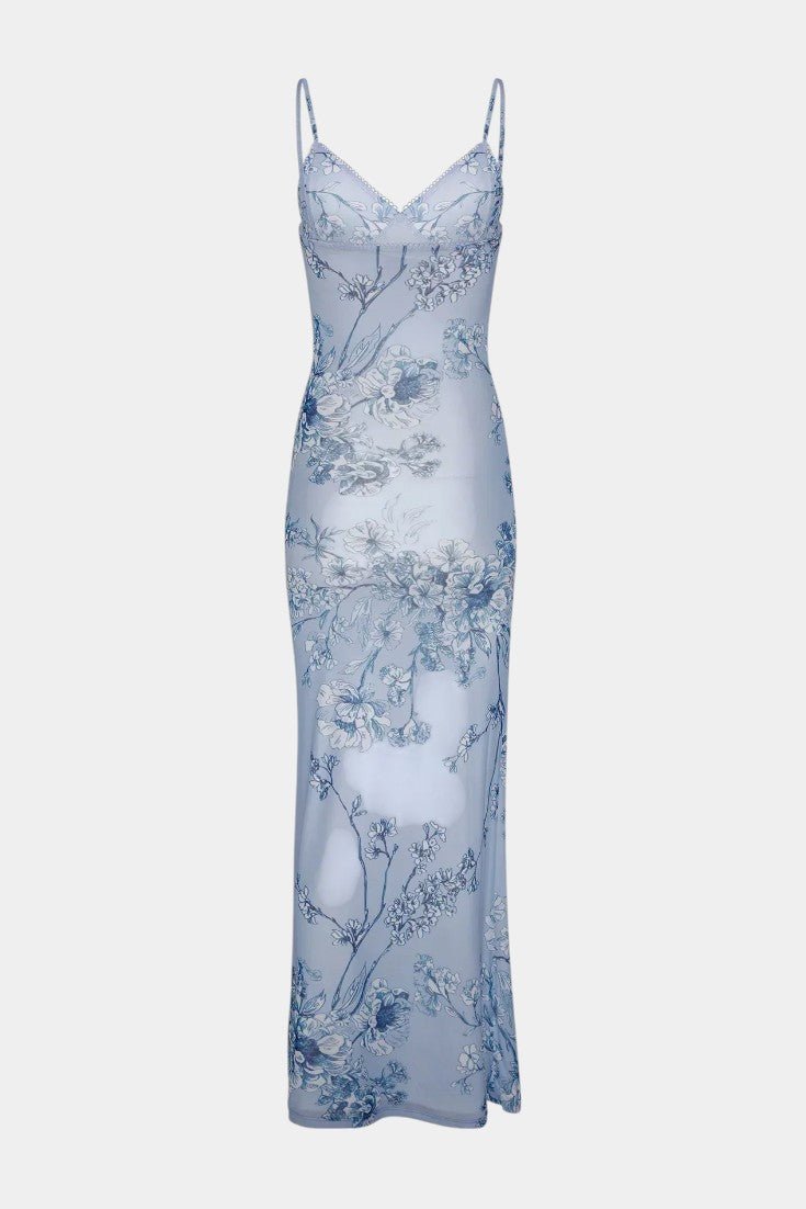 Iris | Floral Blue Lace Dress