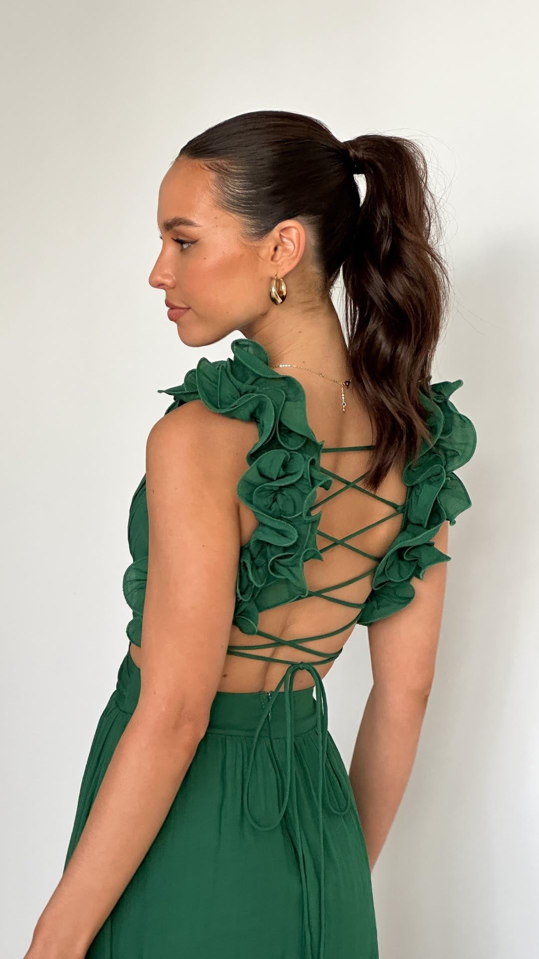 Isla | Ruffle Strap V-Neck Maxi Dress