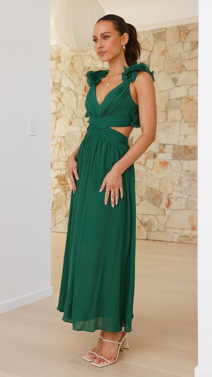 Isla | Ruffle Strap V-Neck Maxi Dress