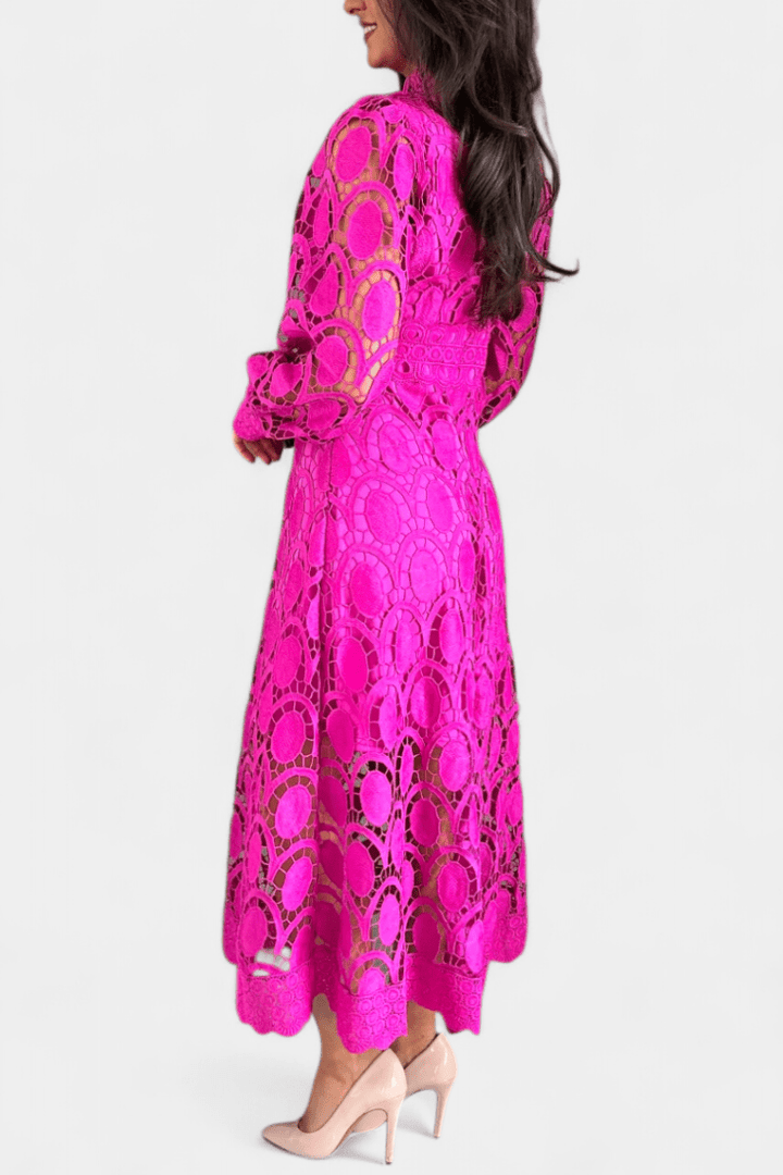 Jovie | Embroidered Lace High-Neck Midi Dress