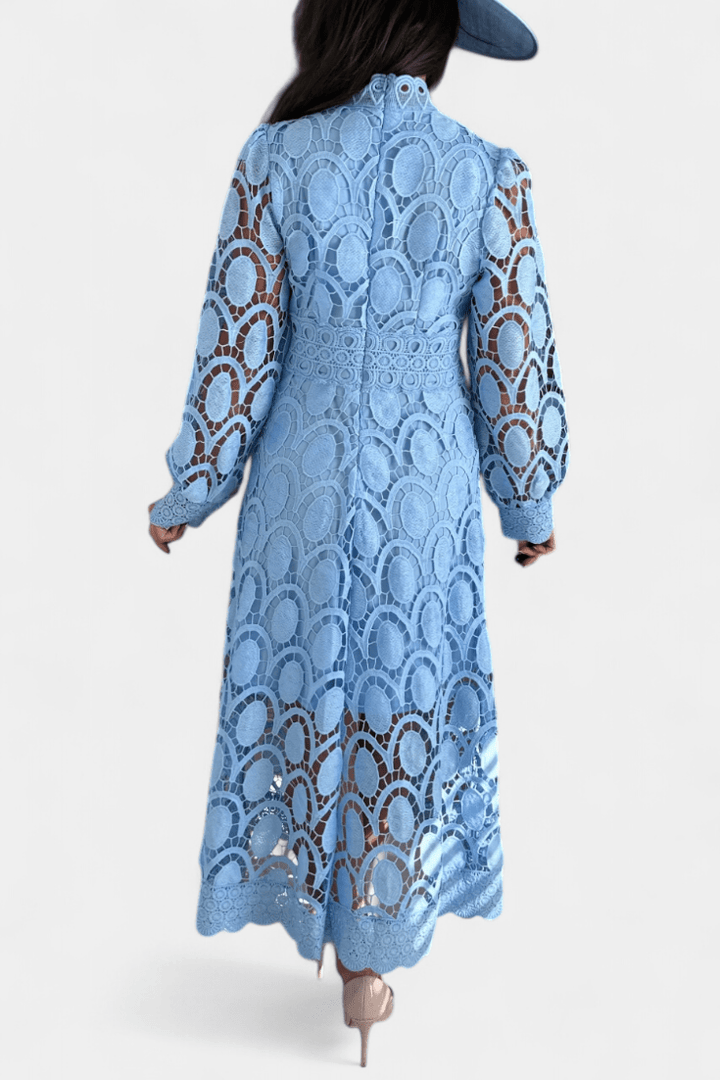 Jovie | Embroidered Lace High-Neck Midi Dress