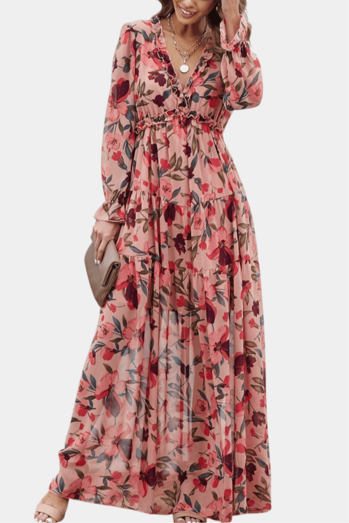 Keti | Long-Sleeve Floral Maxi Dress