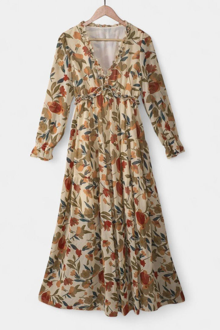 Keti | Long-Sleeve Floral Maxi Dress