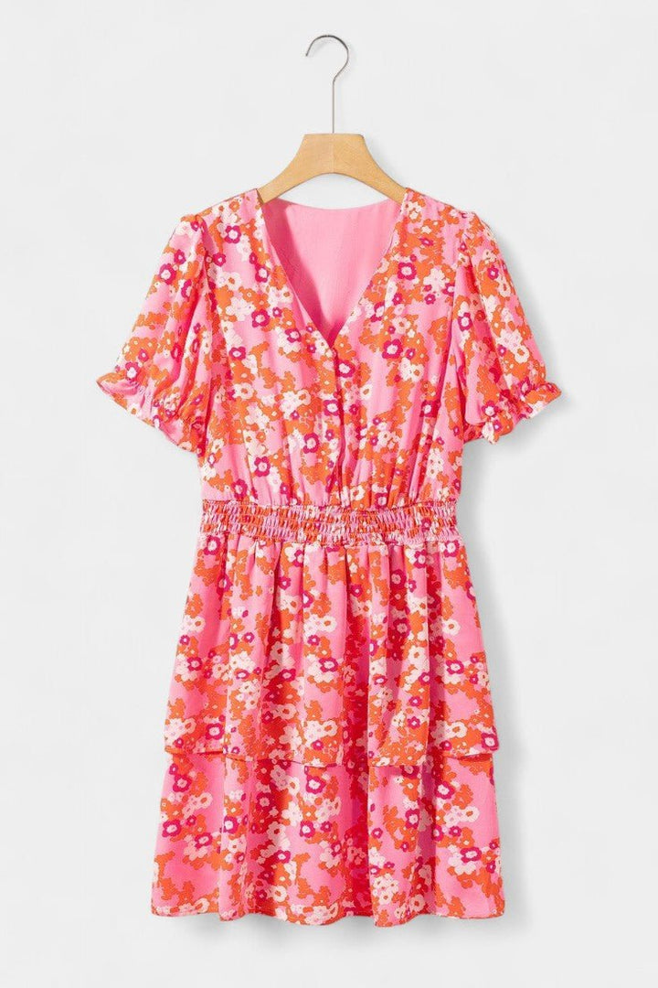 Kimberly | V-Neck Floral Ruffle Dress