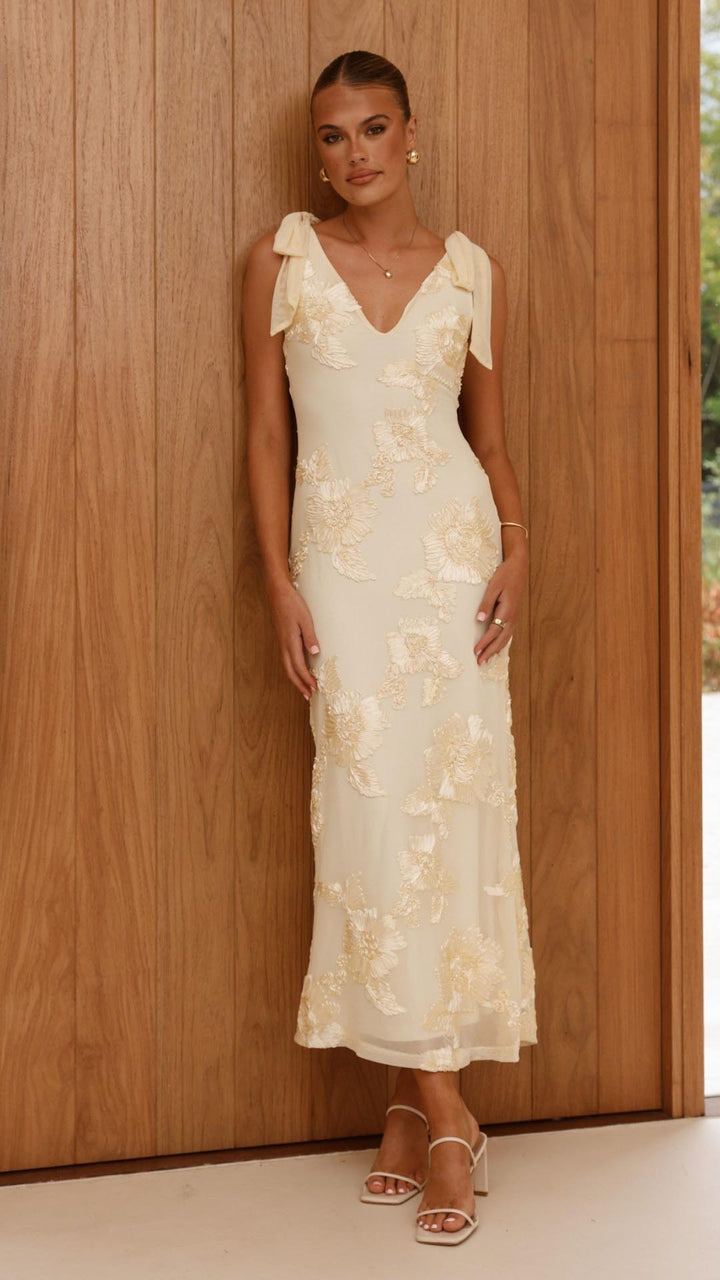 Lily | Embroidered Floral Mesh Maxi Dress