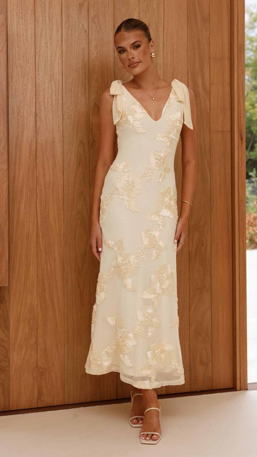 Lily | Embroidered Floral Mesh Maxi Dress