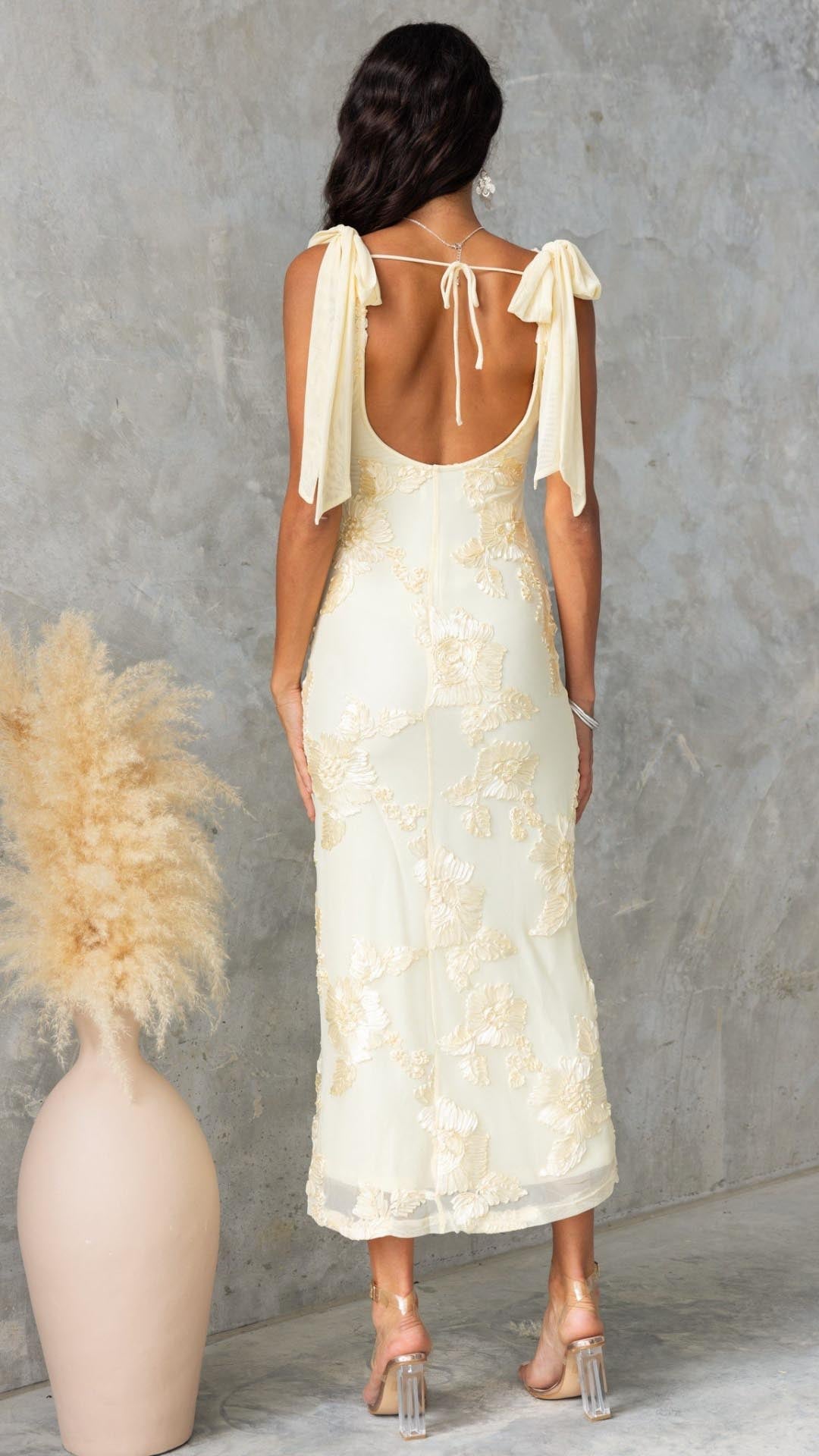 Lily | Embroidered Floral Mesh Maxi Dress