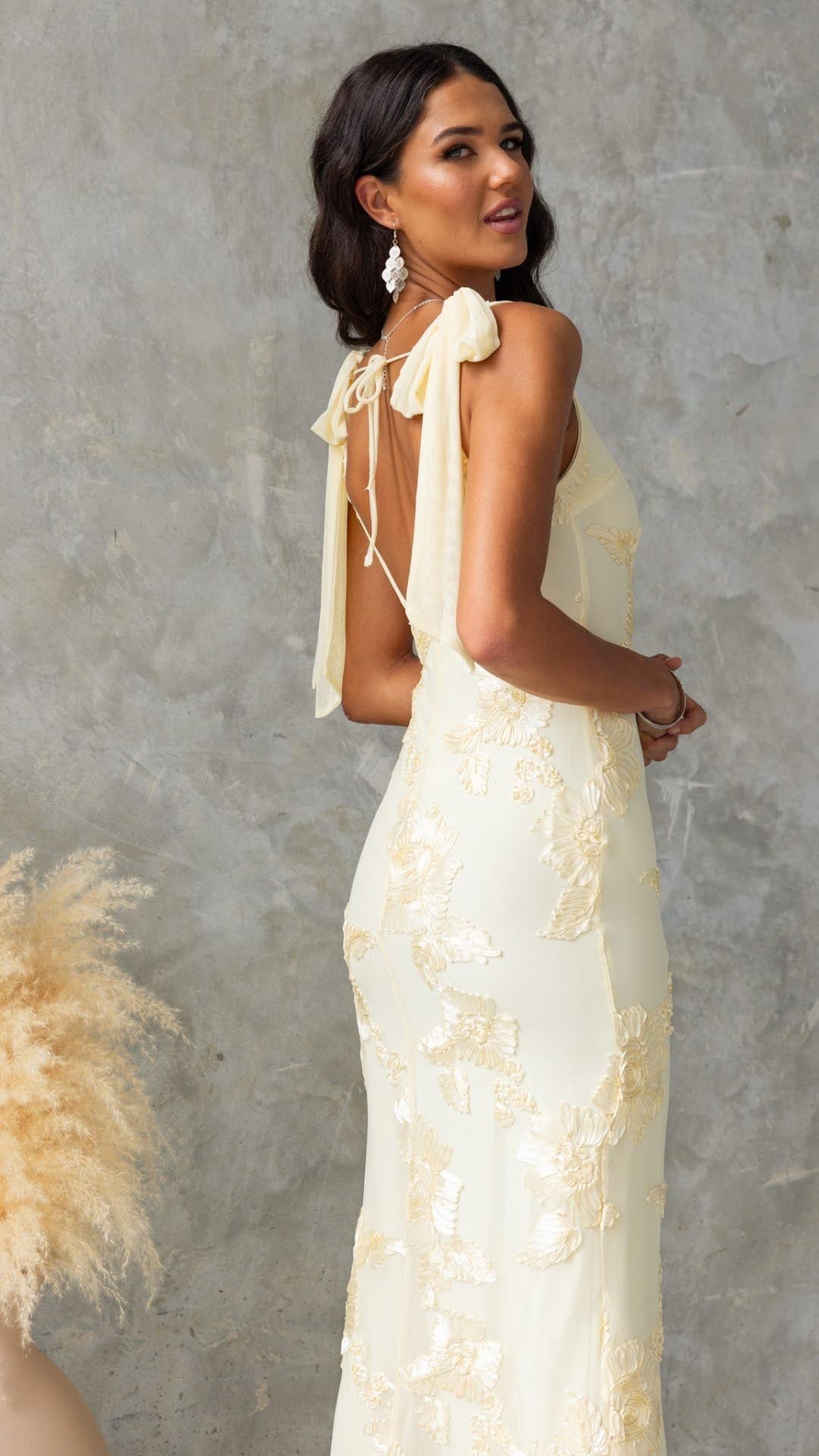 Lily | Embroidered Floral Mesh Maxi Dress