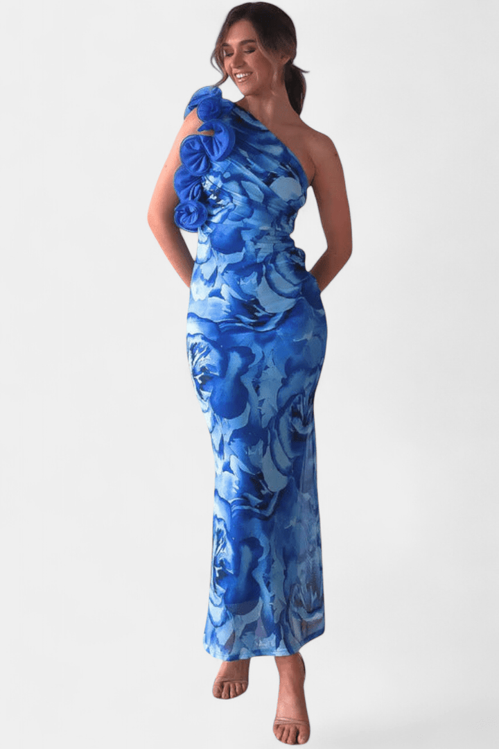 Maëlle | One-Shoulder Floral Detail Maxi Dress