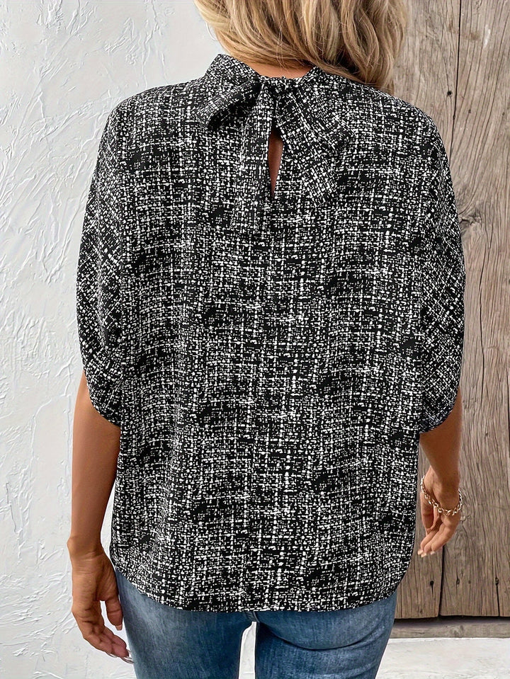Olivia | Allover Print Mock Neck Blouse