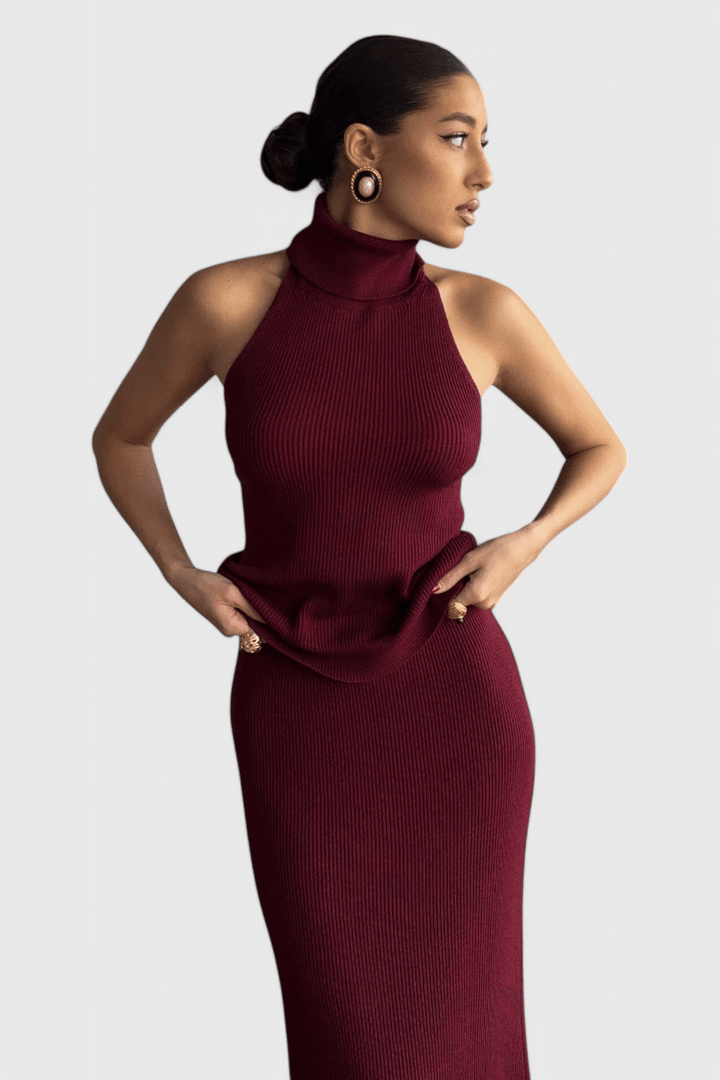 Rhea | Ribbed Backless Midi Dress