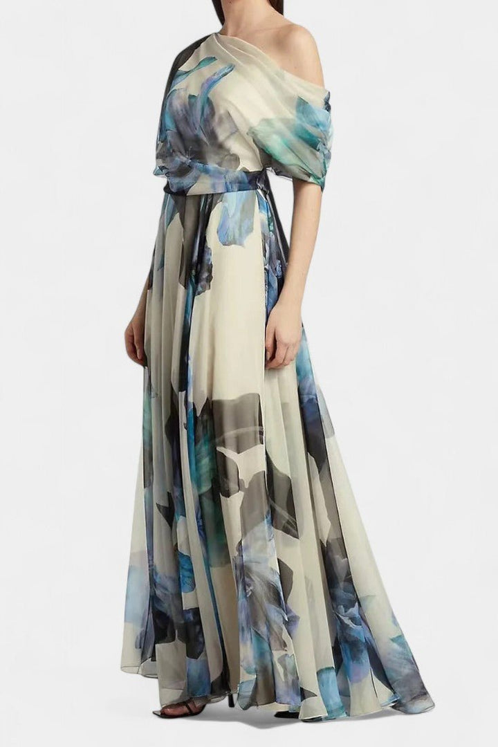 Sanaa | One-Shoulder Abstract Floral Maxi Dress