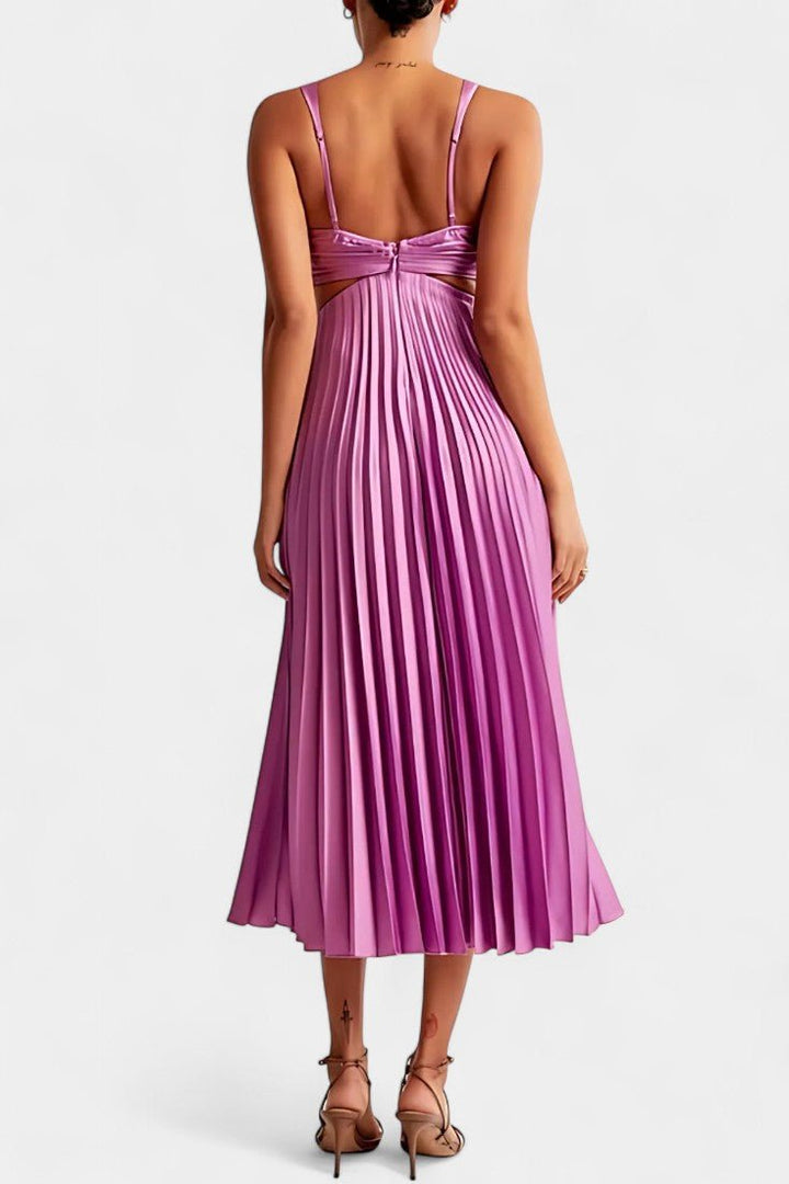 Selena | Sleeveless Pleated Cut-Out Midi Dress