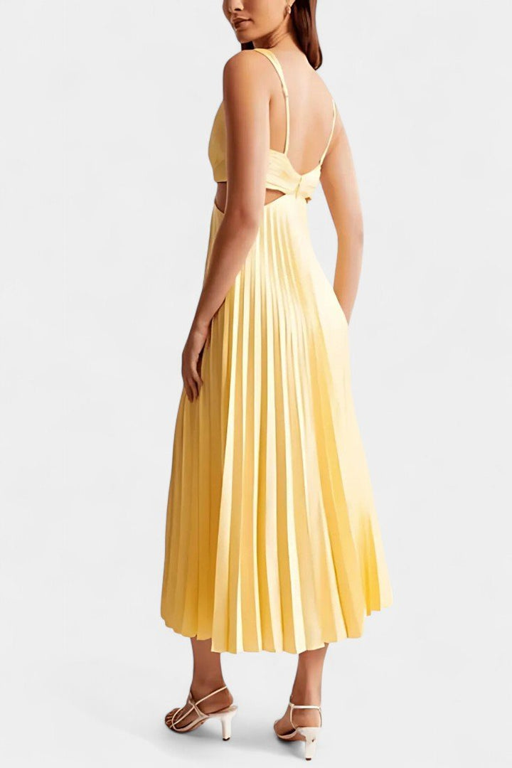 Selena | Sleeveless Pleated Cut-Out Midi Dress