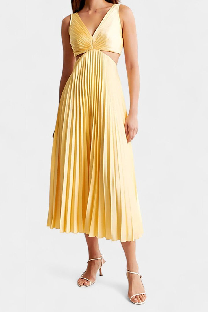 Selena | Sleeveless Pleated Cut-Out Midi Dress