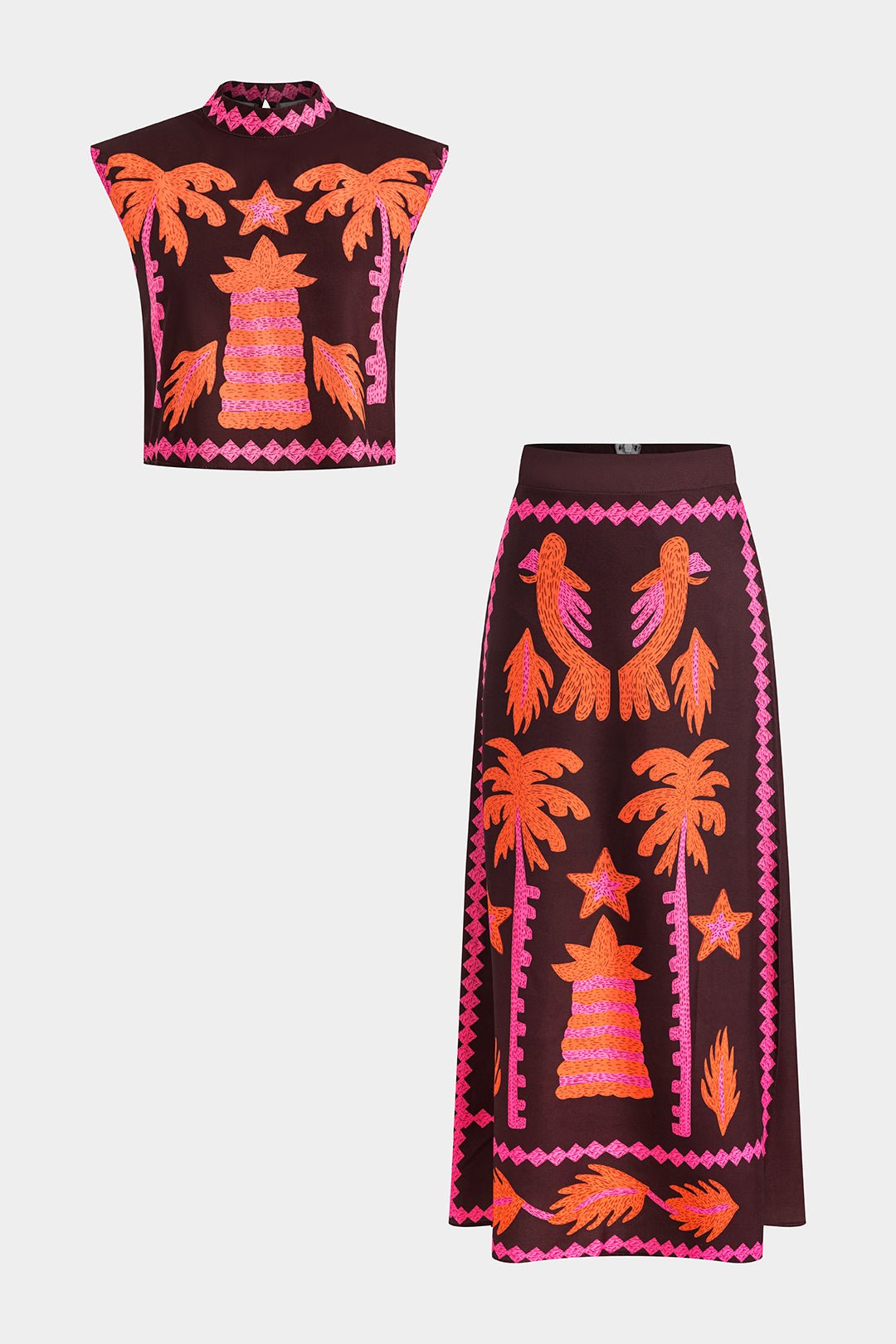 Sloan | Coconut Palm Cut-Out Button Top & Skirt Set
