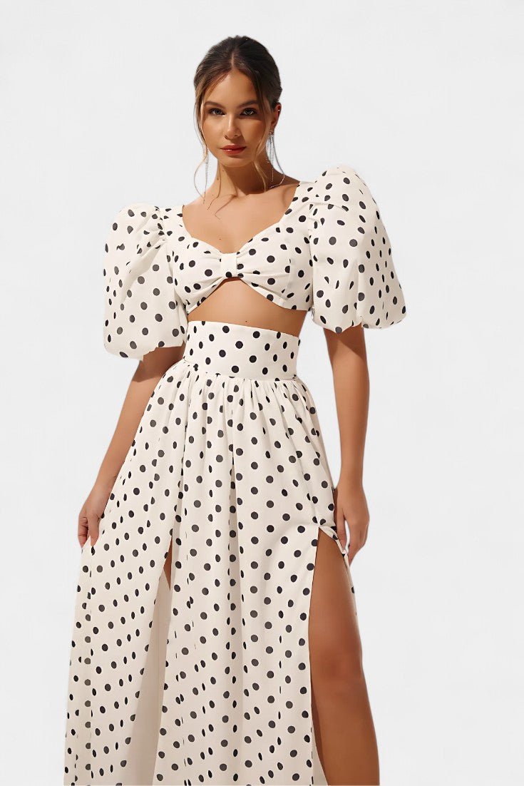 Taylor | Polka Dot Puff Sleeve Skirt Set