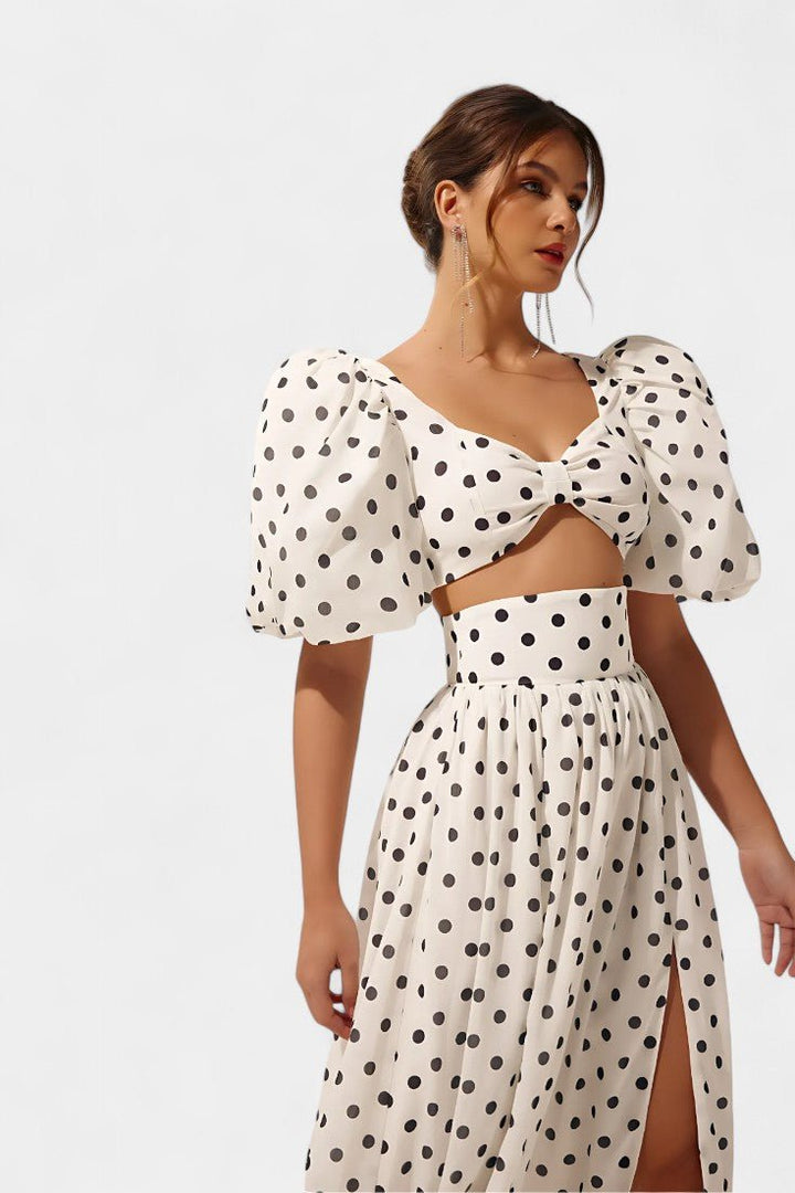 Taylor | Polka Dot Puff Sleeve Skirt Set