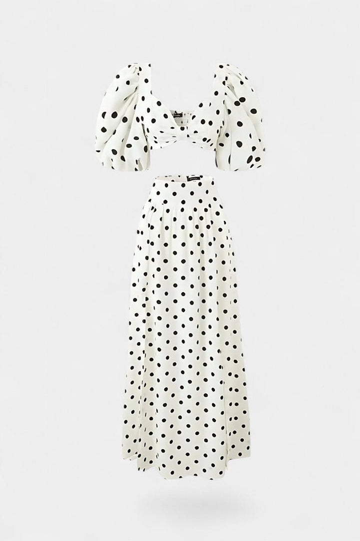 Taylor | Polka Dot Puff Sleeve Skirt Set