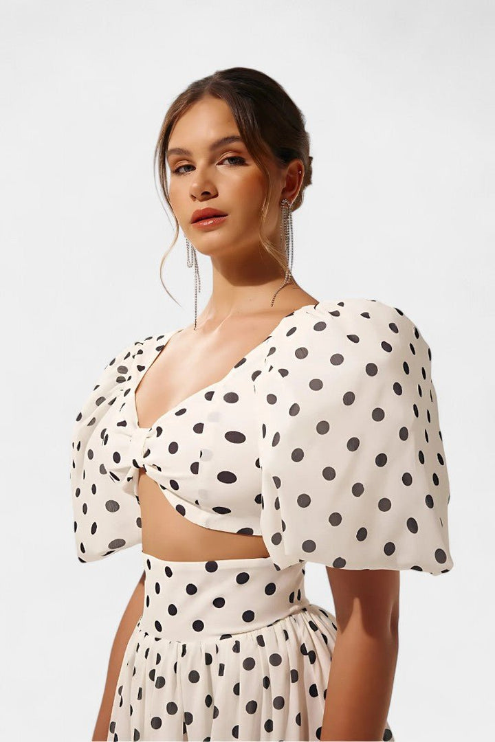 Taylor | Polka Dot Puff Sleeve Skirt Set