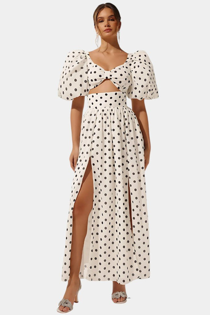 Taylor | Polka Dot Puff Sleeve Skirt Set
